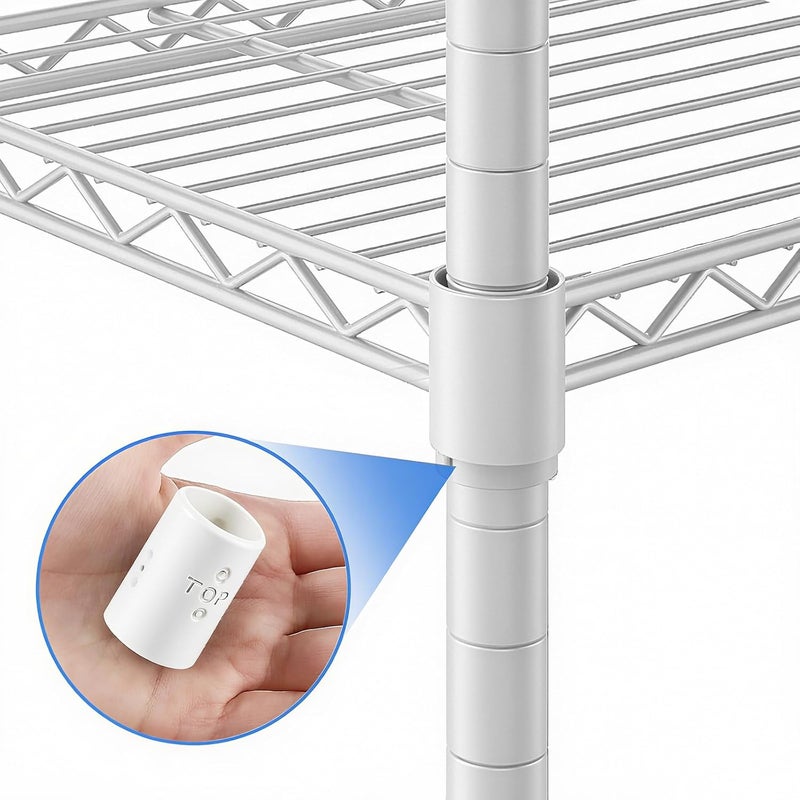 Climberer 20 Pairs of 7/8-Inch（22.2mm） Wire Shelf Clips for Metal Shelving & Garment Racks – Plastic Locking Clips, Adjustable Layer Spacers (White) - Image 5